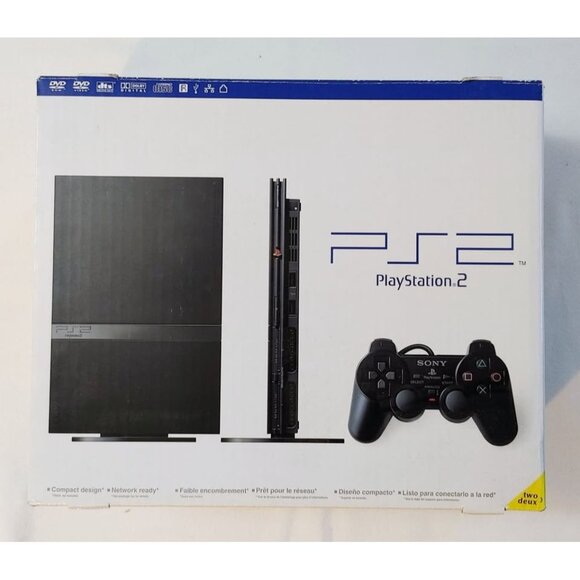 Black Sony Playstation 2 PS2 in Box w/Memory Card, Controller & Cords - Picture 8 of 8